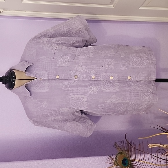 Jamaica Jaxx Purple Men's Hawaiian Button Down Silk Shirt, Size Large - Picture 1 of 15